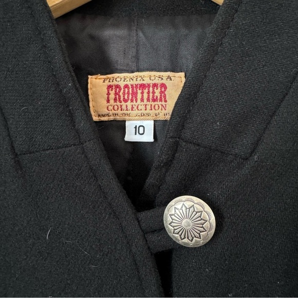 Frontier Collection Black Wool Coat Concho Button Front Made In USA Womens 10 - Picture 2 of 12